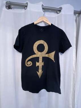 The Prince Estate Official Gold Love Symbol Black T-Shirt